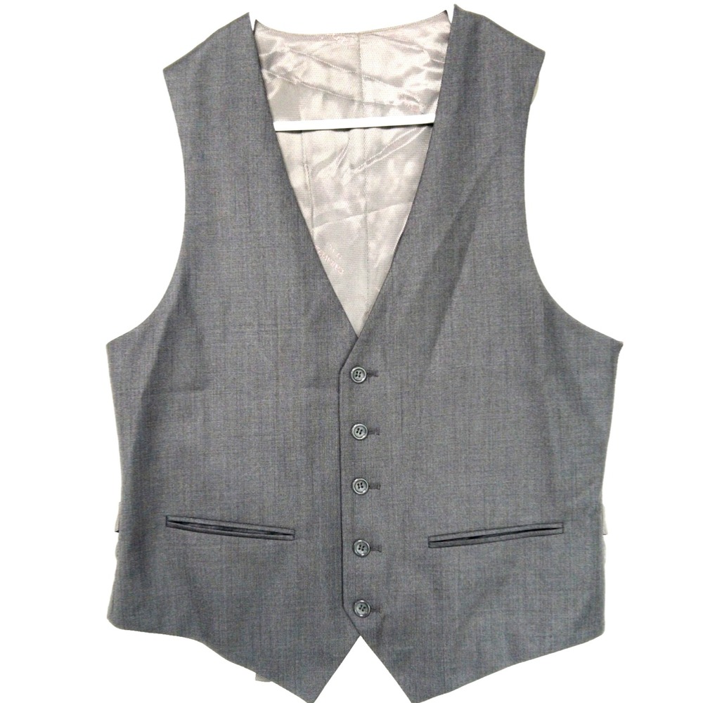 Caravelli Italy Iridescent Suit Vest Men 40 Two Tone Satin Back Embroidered Logo